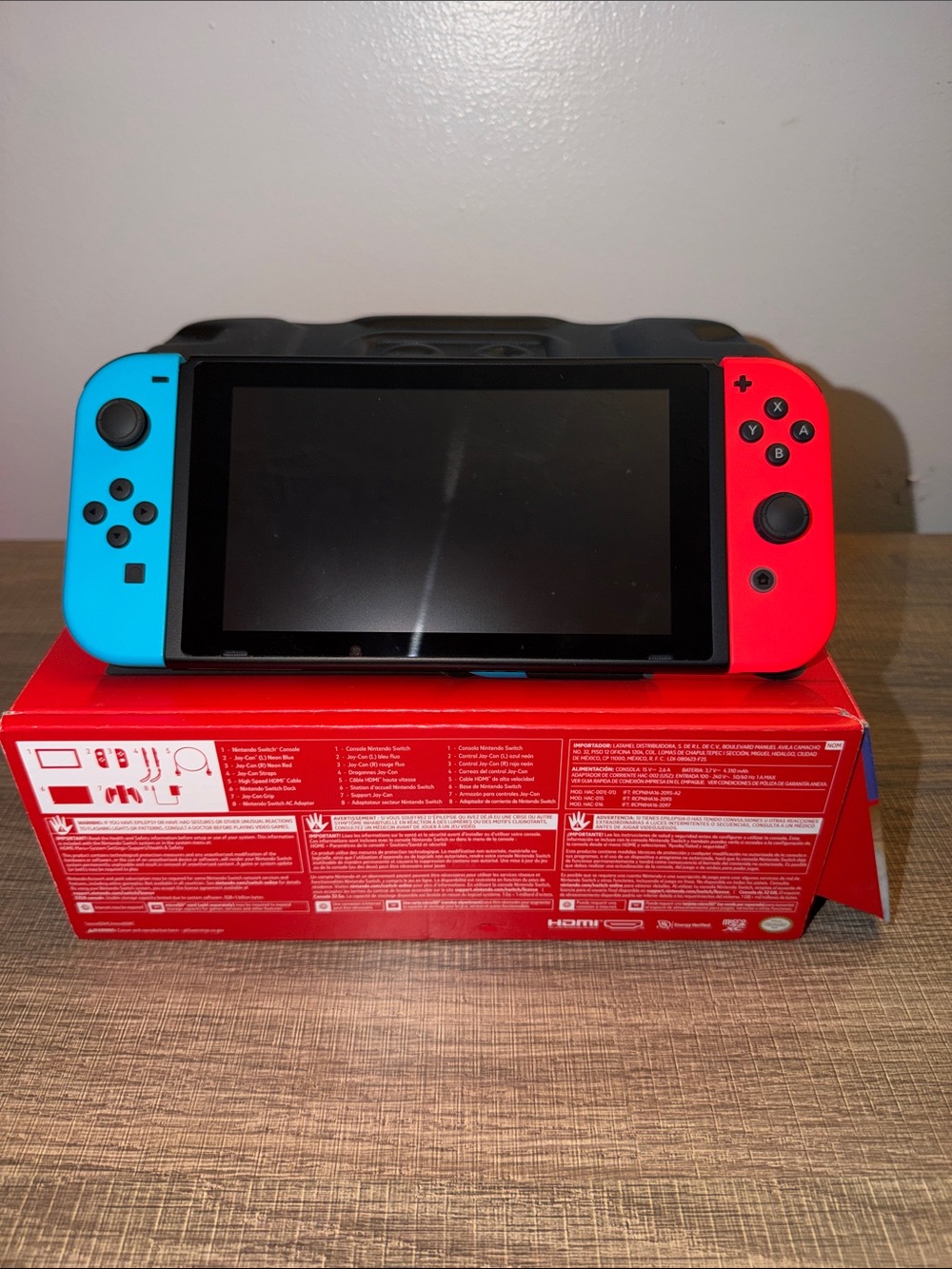 Nintendo Switch V2 32GB Neon Blue Red Joy-Con Console Complete Bundle